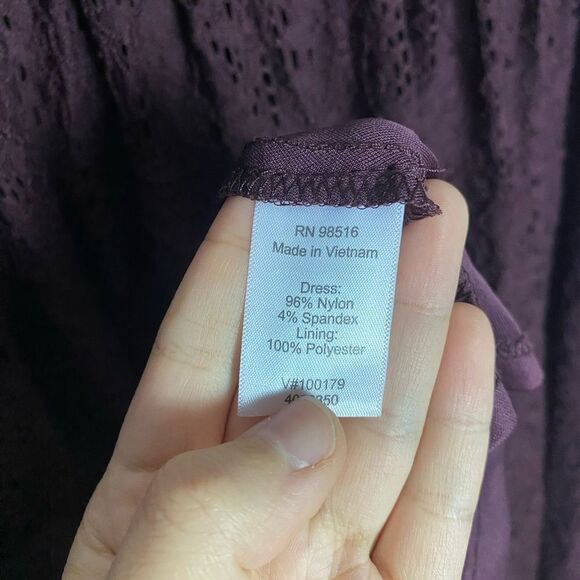 Coldwater Creek Deep Wine Lace Mini Dress Zipper Back, Feminine, Elegant size 16 - Picture 10 of 12